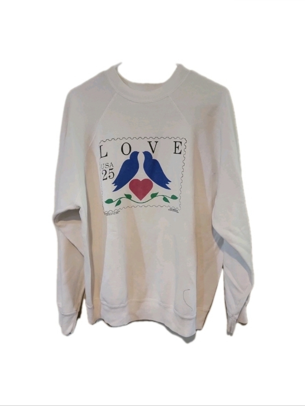 Tultex USPS Love Stamp Sweatshirt Unisex White 1988 Vintage USA Made XL 80s